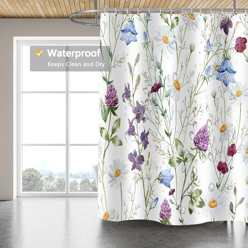 LLSCL Fabric Shower Curtain Liner with Magnets, Blue Hanging Orchid Waterproof Hotel Quality, 72 x 72 Machine Washable - Image 3